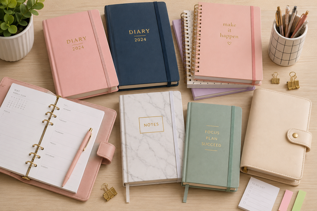 stationery items, online shopping, diaries and journals